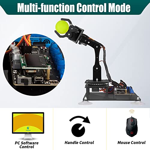 Adeept Kit de brazo de robot de 5-DOF robótico de 5 ejes compatible con Arduino IDE programable DIY codificación STEM brazo robótico con código de procesamiento de pantalla OLED y tutoriales PDF, color negro