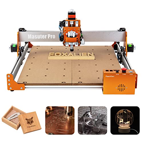 FoxAlien Masuter Pro CNC Router Machine, grabado de 3 ejes mejorado, fresadora totalmente metálica para madera acrílica MDF nailon tallado corte