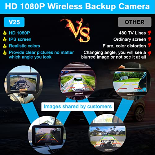 Cámara de respaldo inalámbrica HD 5" pantalla dividida Bluetooth, cámara de visión trasera, 2.4G, señal digital estable de dos canales DoHonest V25