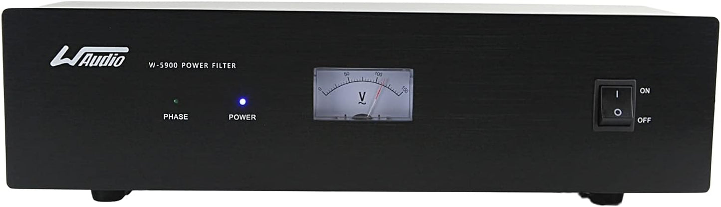 WAudio Acondicionador de energía de ruido de CA - Purificador de red de audio y video Filtro de ruido Protector de sobretensiones con enchufes estándar de EE. UU. (plata)