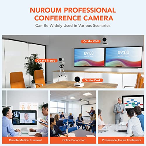 NUROUM Cámara FHD PTZ 1080P con zoom óptico 5X y control remoto, seguimiento de encuadre, autoenfoque, gran angular
