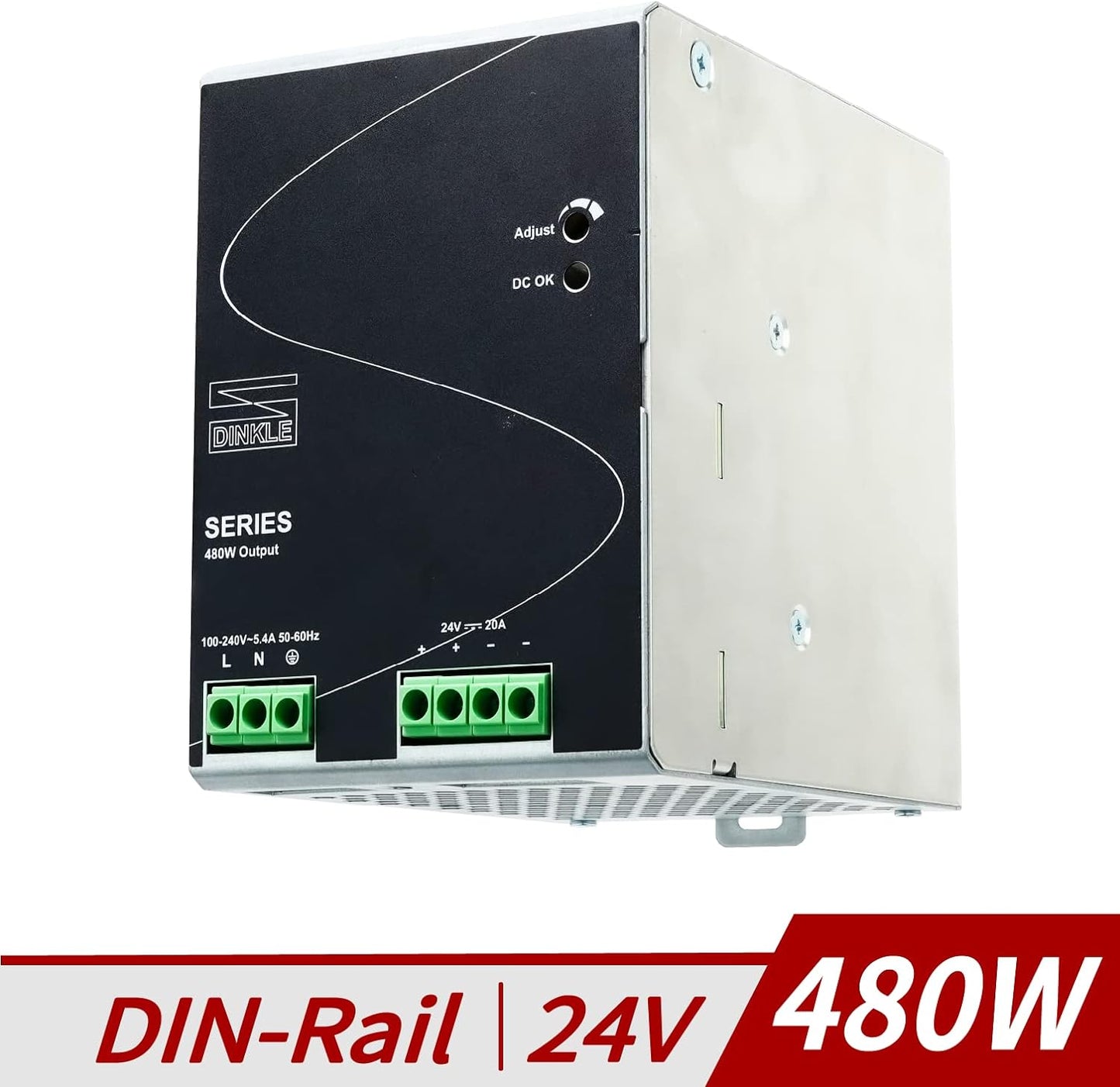 Fuente de alimentación de riel DIN 480W 24VCC 20A, 1 monofásico, 0165N-24V480W1ACQ