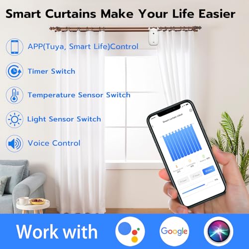 Eseesmart Abridor de cortinas automático inteligente, abridor de cortinas electrónico, control remoto con aplicación/temporizador/voz, sensor de luz automático, agregar pasarelas, para Google Alexa,