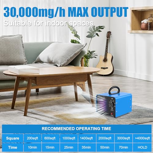 ECNLAN 0zone Generator, 30000mg/h 0zone Ionizador de máquina para el hogar/sótano/humo/habitación de mascotas