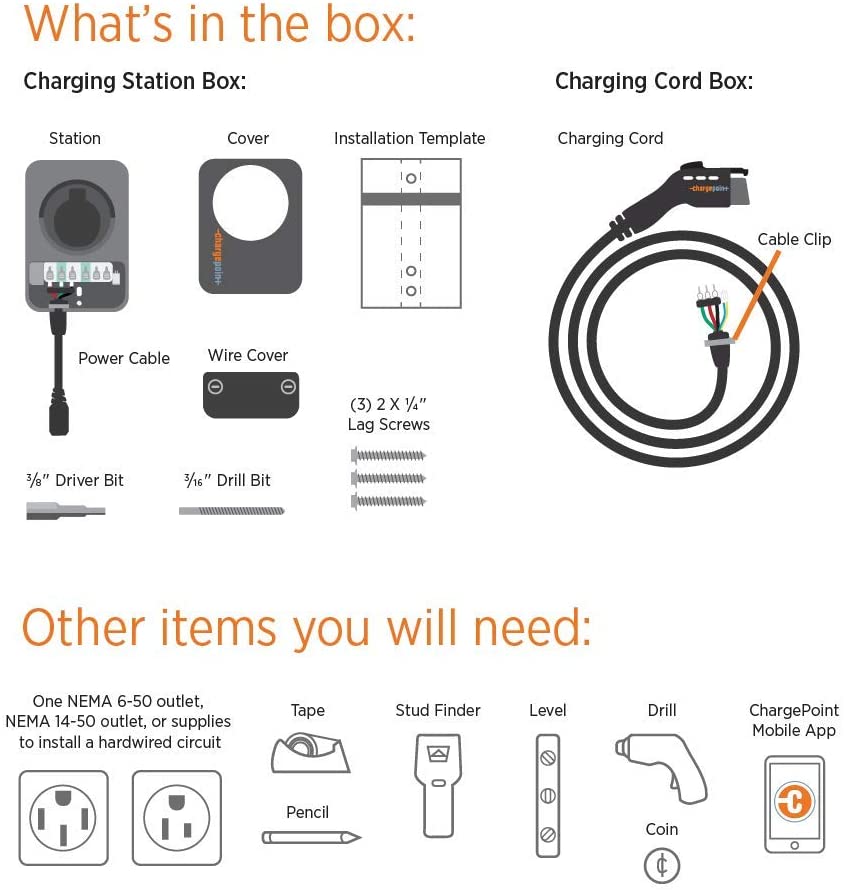 ChargePoint CPH50-NEMA14-50-L23 cargador de vehículo eléctrico para el hogar, conector NEMA 6-50