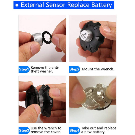 CAREUD Motorcycle Tire Pressure Monitoring System Wireless Motorcycle TPMS Tires Motor Auto Tyre Alarm System Waterproof with 2 External Sensors for Two-Wheeled Motorcycle(Sensor 18x13)