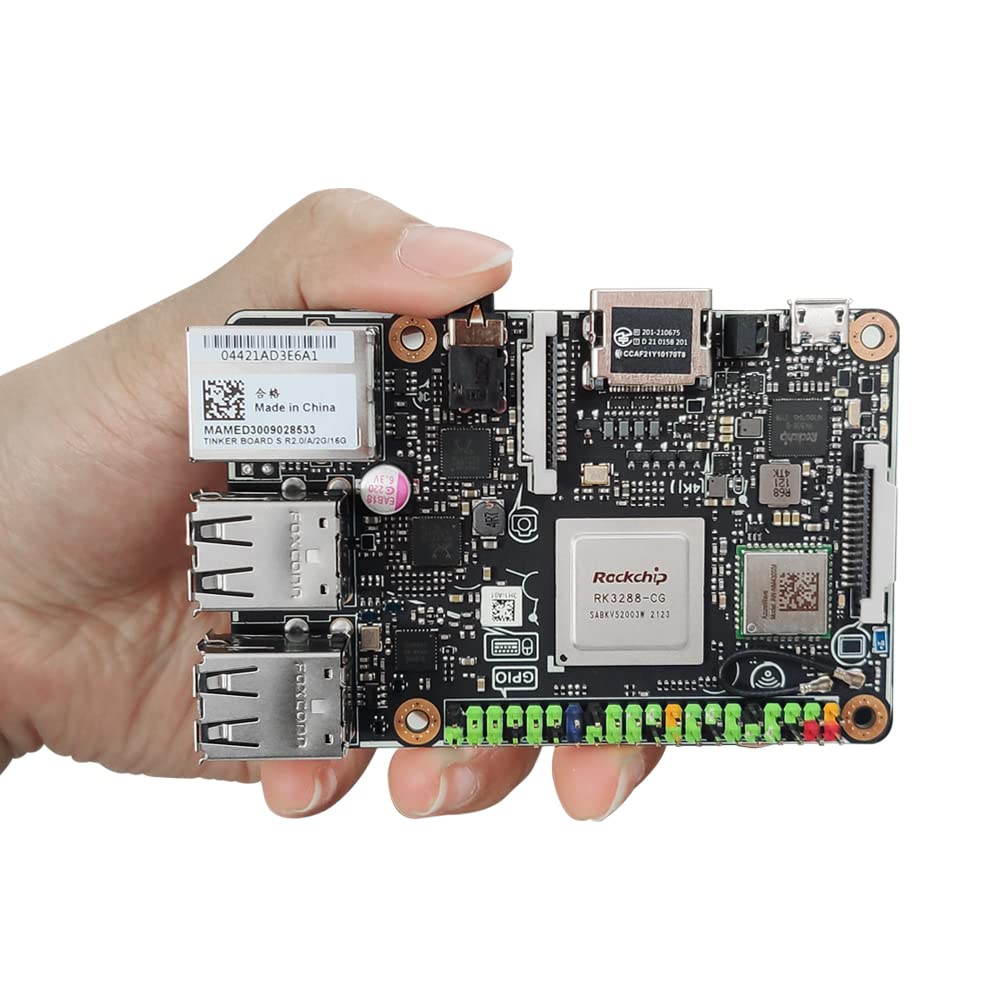 Tinker Board S R2.0 16 GB EMMC computadora de una sola placa compatible con Android 11/Debian/retropie/kodi, WiFi integrado AIoT 2 GB de RAM/Ver.A