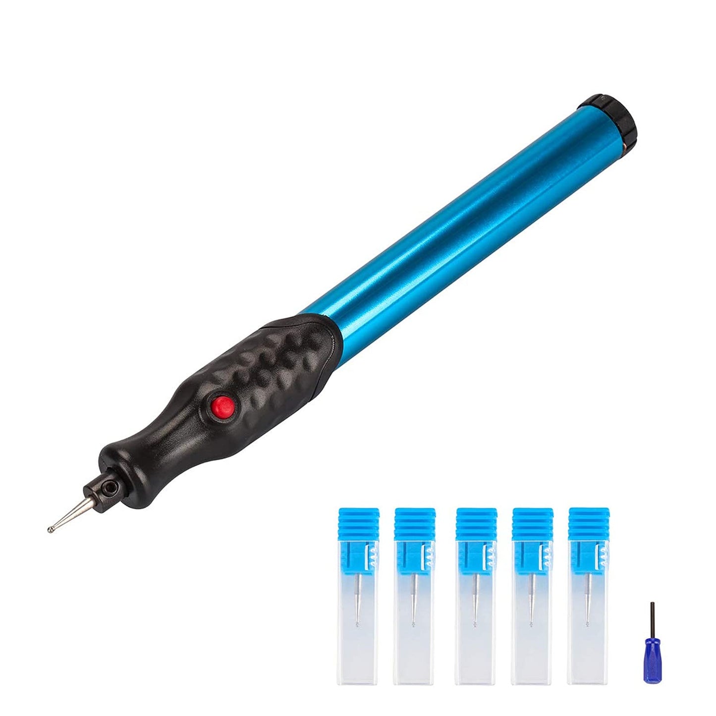 Kit de herramientas de grabado de micrograbador eléctrico, grabador de precisión inalámbrico para hacer joyas de bricolaje, metal, vidrio, madera, cuero con broca de punta de diamante reemplazable
