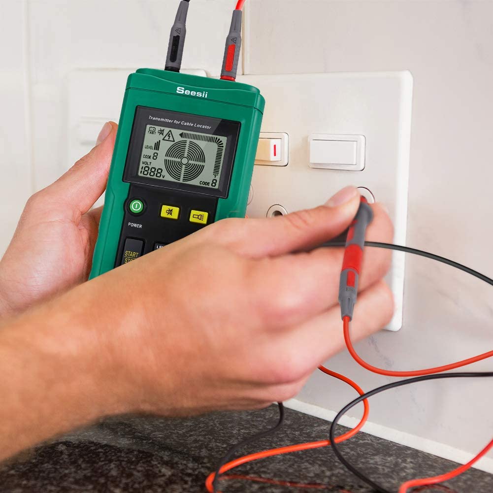 Seesii Localizador de cables, rastreador de cables portátil MS6818 localizador de cables de teléfono 12 V-400 V AC/DC subterráneo detector de tuberías profesional Cable Toner Finder