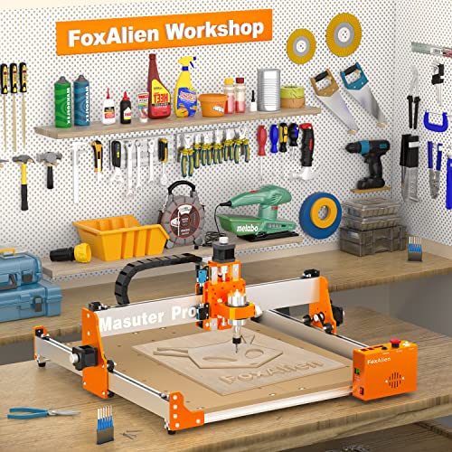 FoxAlien Masuter Pro CNC Router Machine, grabado de 3 ejes mejorado, fresadora totalmente metálica para madera acrílica MDF nailon tallado corte