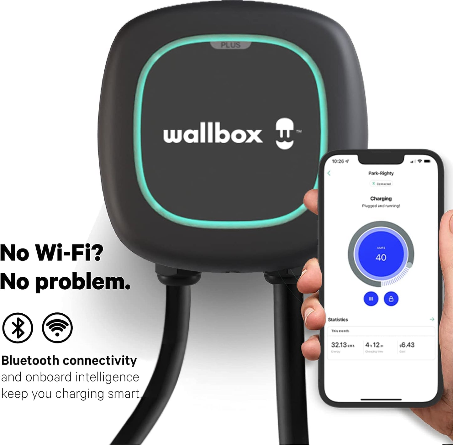 Pulsar Plus Level 2 Cargador inteligente para vehículo eléctrico – 40 Amp NEMA ultra compacto, WiFi, Bluetooth, Alexa y Google Home