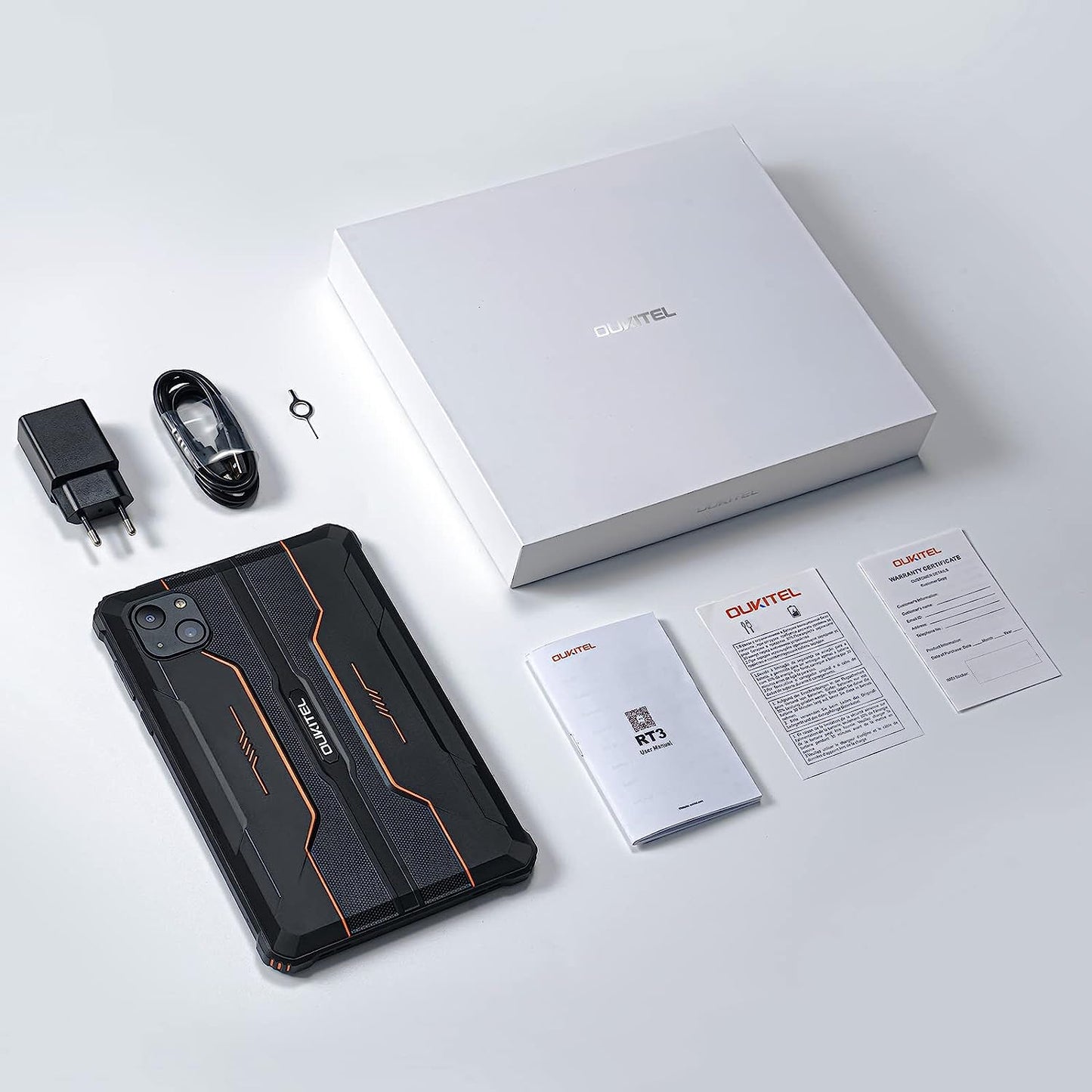 OUKITEL RT3 - Tableta Android 12, resistente al agua, 8 pulgadas, Octa Core 7 GB+64 GB 1 TB expandible, batería de 5150 mAh, cámara de 16+8 MP, tabletas IP68e IP69K, 4G Dual SIM/5G WiFi/BT5.3/GPS
