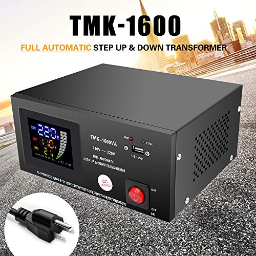 Yinleader 1500W Transformador automático (220V a 110V, 110V a 220V) Convertidor Elevador-Reductor 110/120v - 220/240v TMK-1600