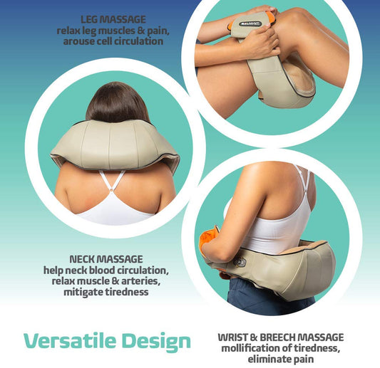 Deep Kneading Neck Massager with Heat - Electric Shiatsu Neck Back and Shoulder Massager for Home Car or Office Use (Black)