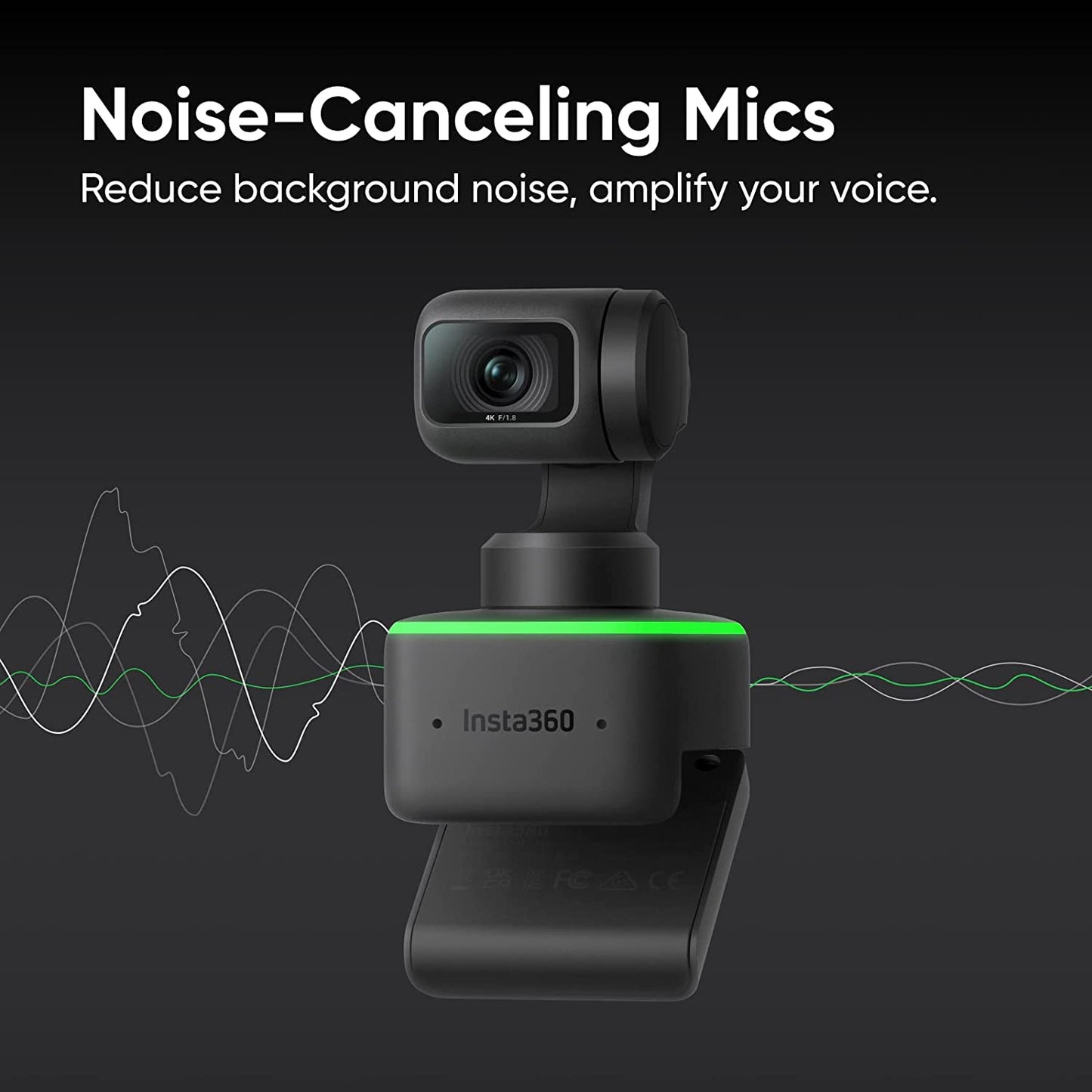 insta360 Link - Cámara web PTZ 4K con sensor de 1/2", seguimiento de IA, control de gestos, HDR, micrófonos con cancelación de ruido, modos especializados, cámara web para laptop, cámara de video para videollamadas, transmisión en vivo