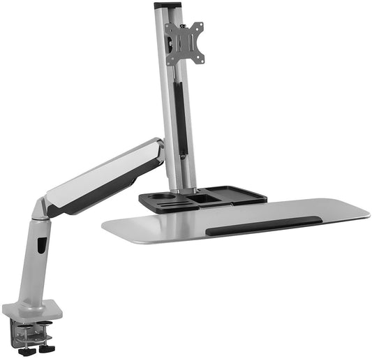 Mount-It! Sit Stand Workstation for Single Monitor and Keyboard - Height Adjustable Standing Desk Mount with Monitor Mount and Keyboard Tray