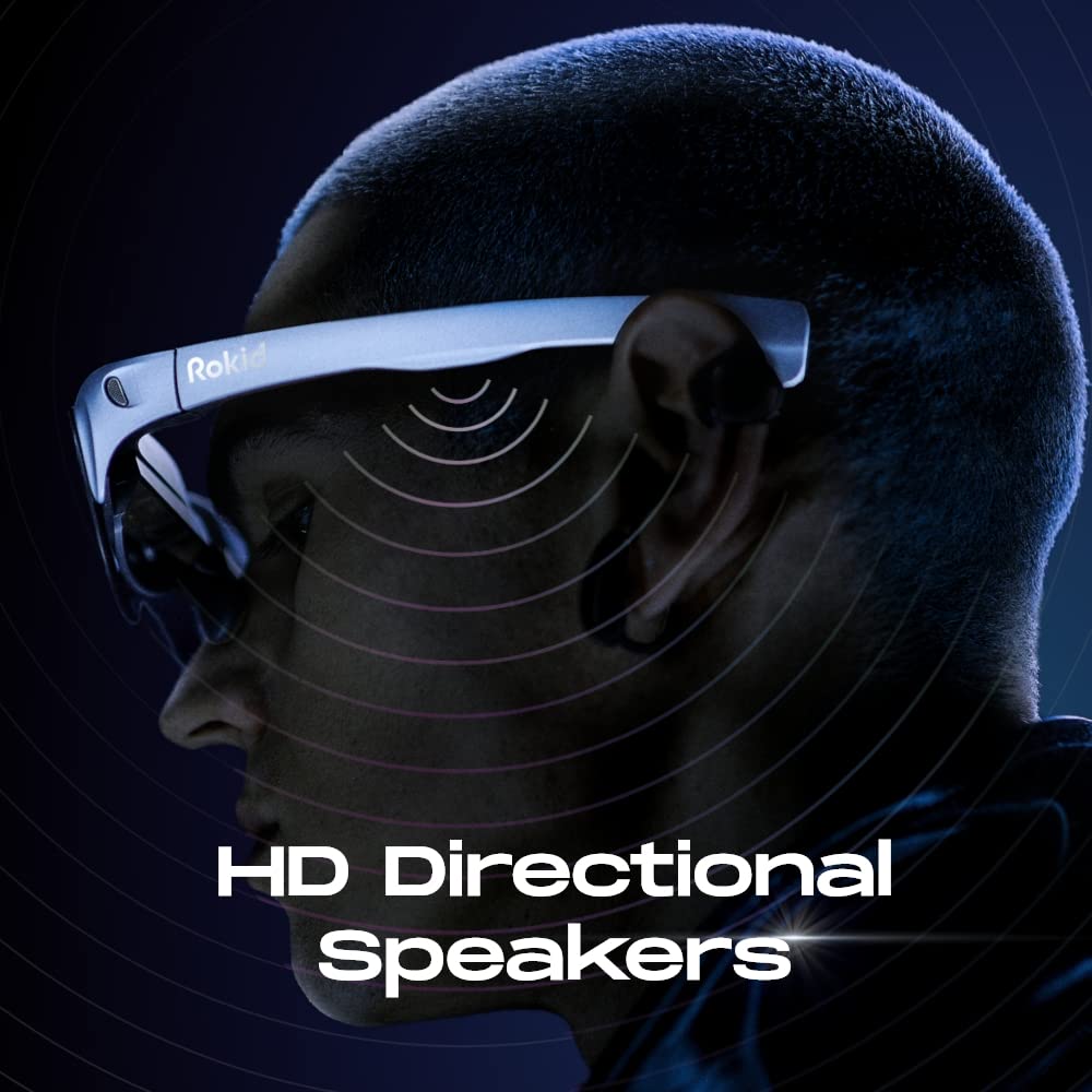 Rokid Air AR Glasses Augmented Reality Wearable Tech Headsets Smart Portable Massive Screen 1080P Dual Display,43°FoV, 55PPD