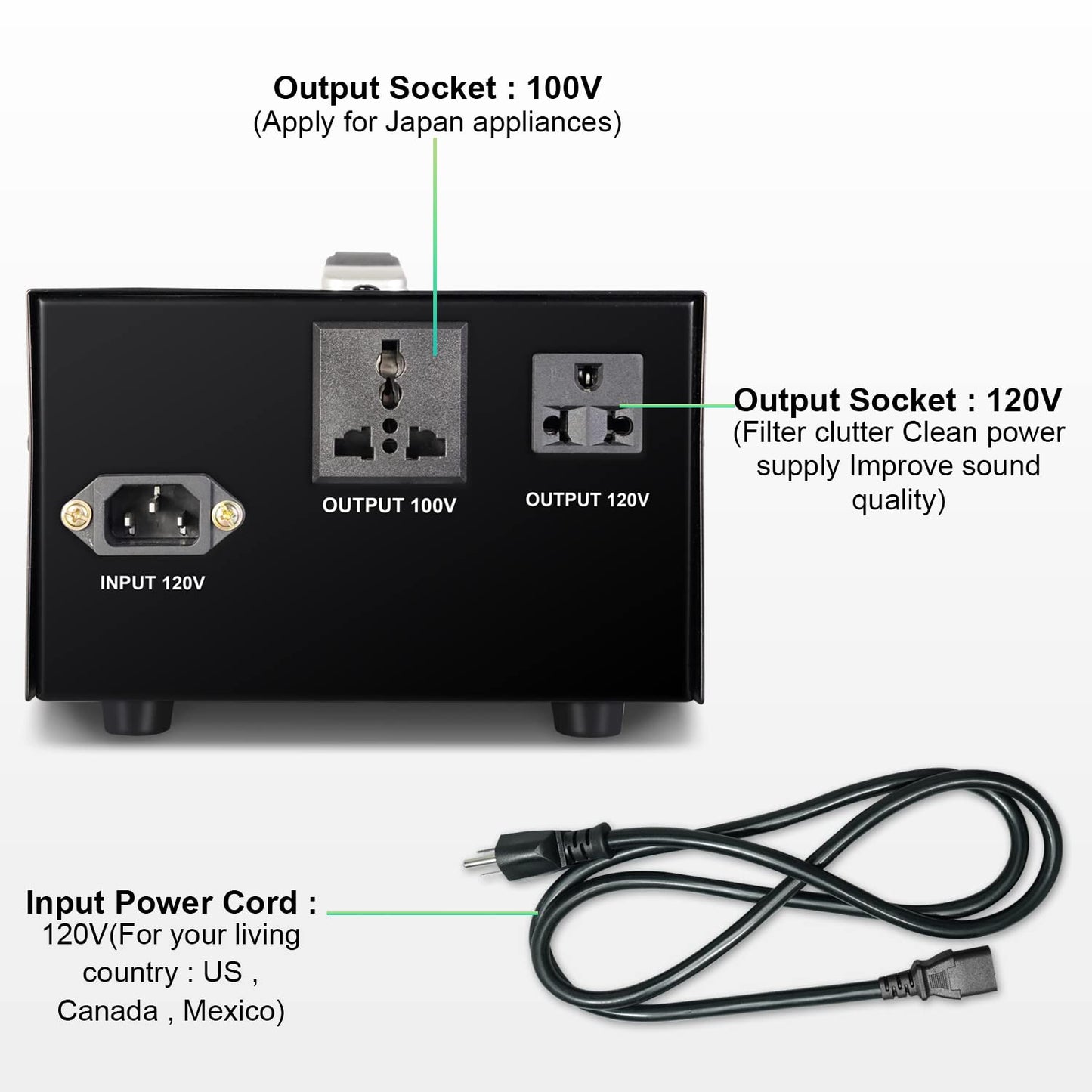ZHENGXI Transformadores de aislamiento de 120 V a 120 V, transformador de 1000 W de 120 V a 100 V, convertidor de voltaje reducido para electrodomésticos japoneses