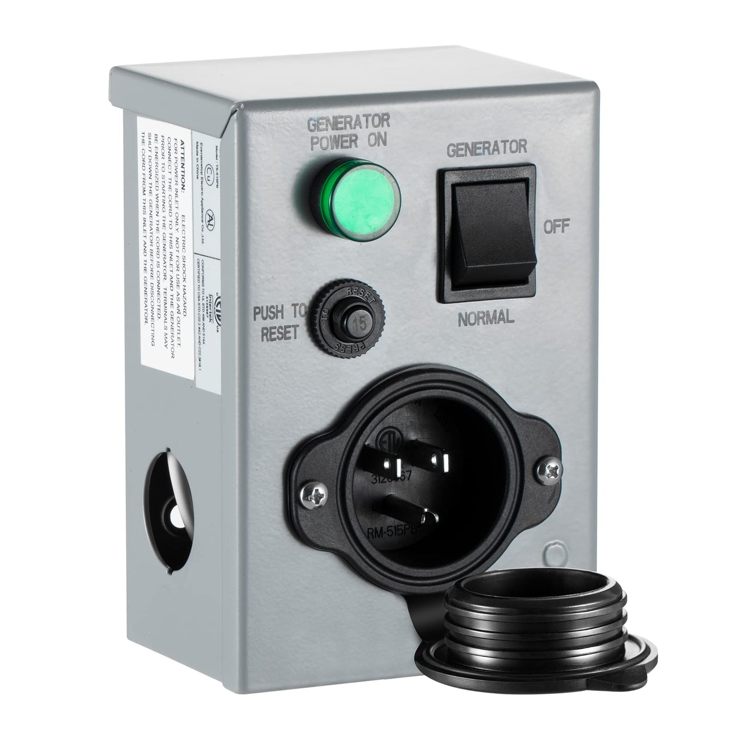 BOYISEN Interruptor de transferencia de generador - Interruptor manual de transferencia de generador de 15 amperios 120 V certificado ETL