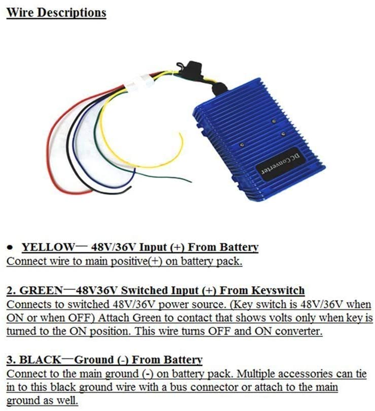 Reductor de voltaje universal para carrito de golf, 36 V o 48 V a 12 V, 30 Amp 360 W, fuente de alimentación doble, convertidor de CC