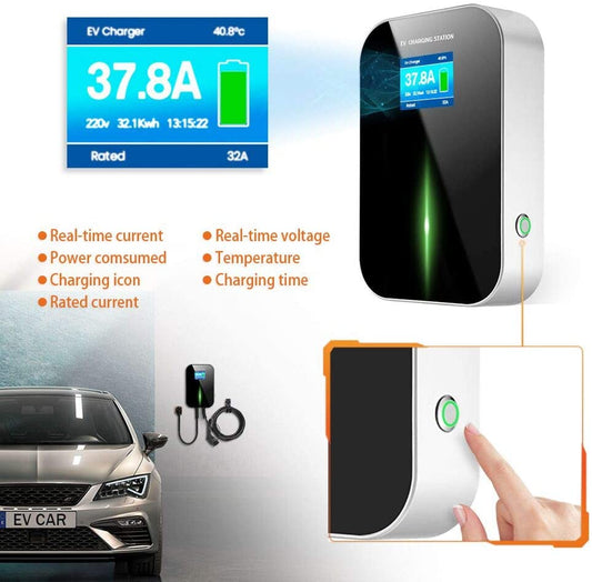 BESENERGY EV Estación de carga 40 Amp Nivel 2 Cargador de vehículo eléctrico EVSE 9,6 kw compatible con todos los coches SAE J1772 EV