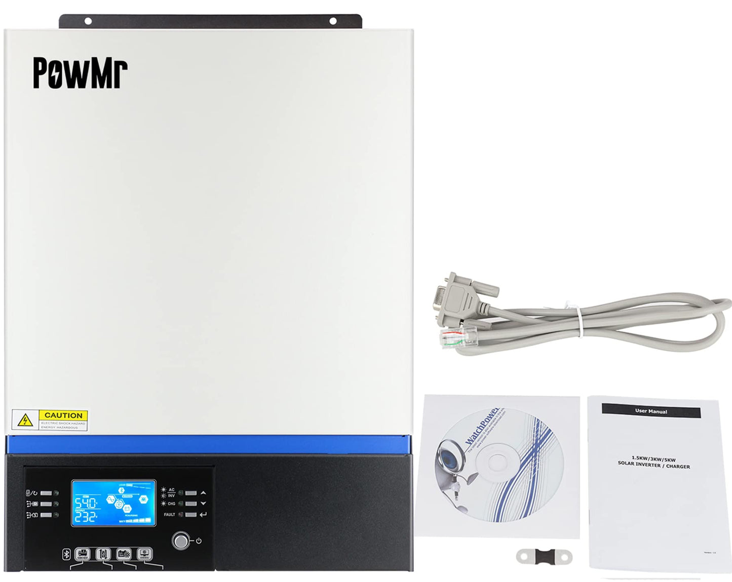 PowMr - Inversor de onda sinusoidal híbrida 3000W 24V CC a 230 V CA con driver de carga MPPT, servicio de soporte de utilidad/generador/carga solar