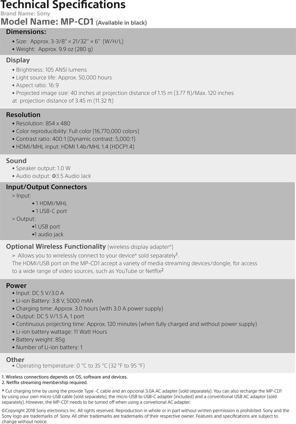 Sony MP-CD1 Portable Pico