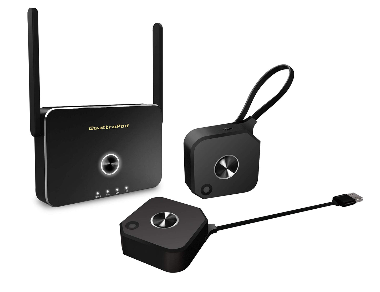 QuattroPod Mini | 5G Wifi Wireless Presentation Facility HDMI Transmisor y Receptor para Transmisión 4K desde Laptop, PC, Smartphone a HDTV/Proyector