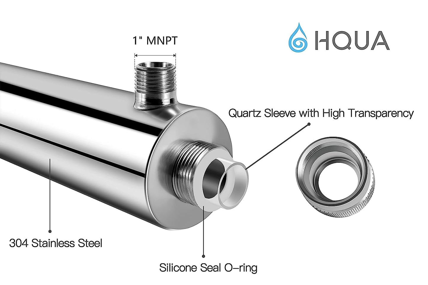 HQUA - Filtro esterilizador de purificador de agua ultravioleta OWS-12 para toda la casa, 12 GPM, 110 V, 40 W, modelo HQUA-UV-12 GPM + 1 tubo UV extra