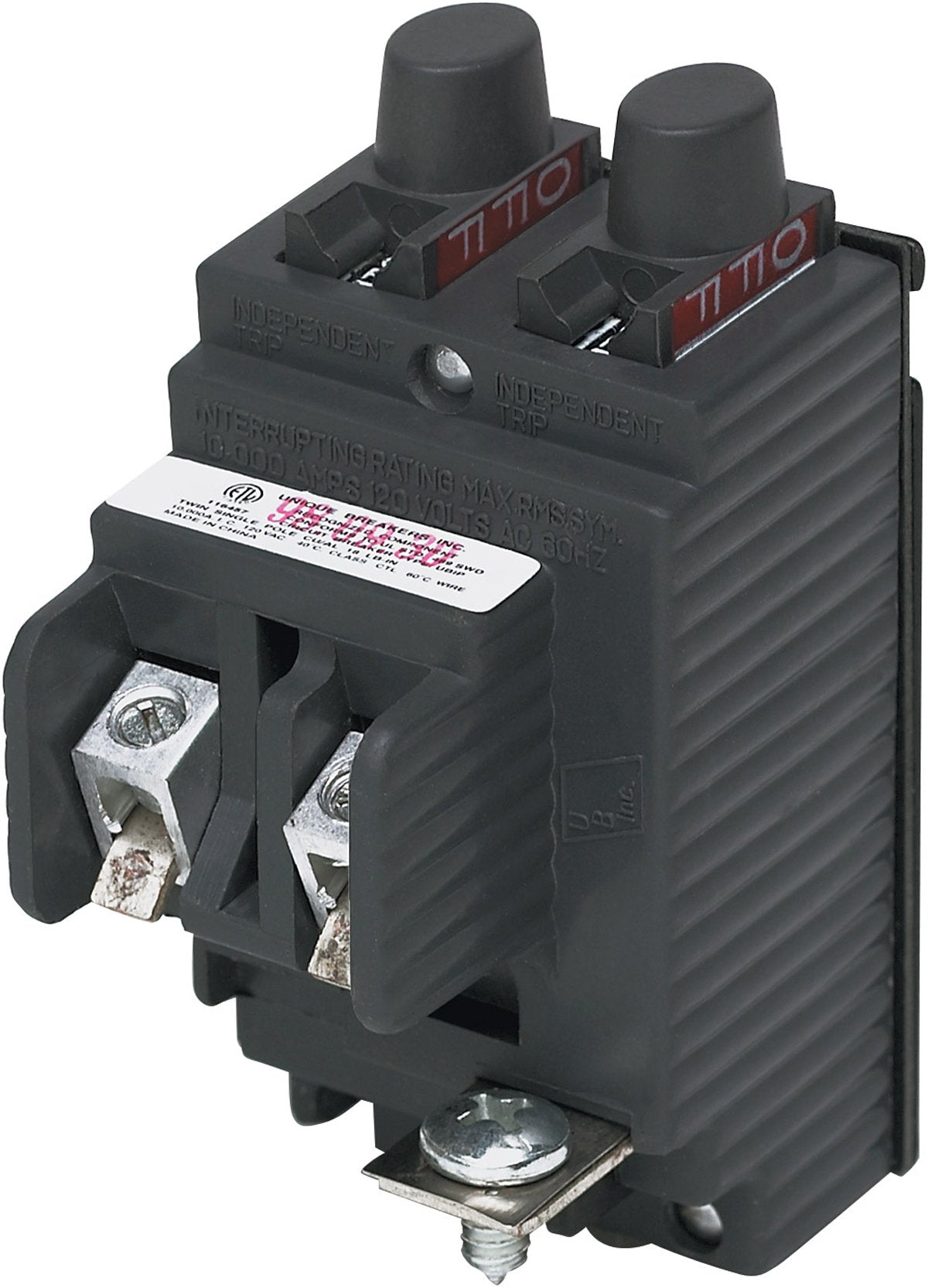 UBIP2020 Nuevo reemplazo pushmático. Disyuntor de un solo polo en tándem de 20 amperios fabricado por Connecticut Electric.