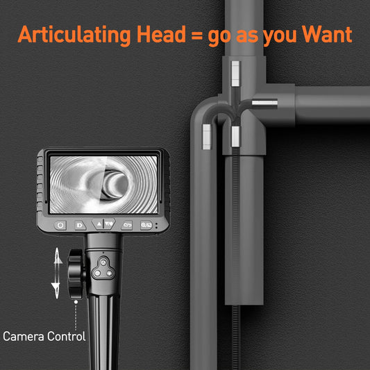 Boroscopio articulado bidireccional, endoscopio mecánico profesional DXZtoz con cámara de inspección articulada de serpiente de 0.24 pulgadas, alcance de video de motor 1080P para avión, cable flexible de 5 pies