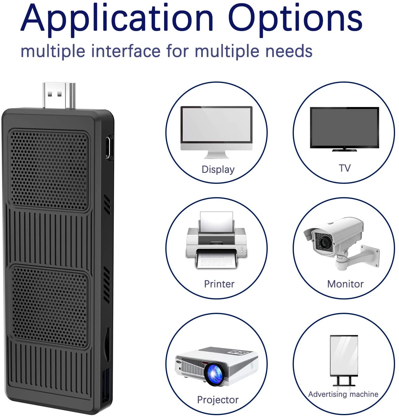 Mini PC Stick Intel Celeron N4000 (hasta 2,6 GHz) 4 GB DDR4/64 GB eMMC Intel Stick PC 4 K a 60 Hz HD HDMI 2.0/Mini DP Puertos Dual WiFi BT5.0/2xUSB3.0/USB-C/Auto Power On