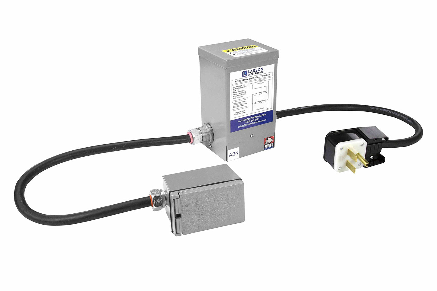 1-Phase Buck/Boost Step-Up Prewired Transformer - 208V Primary - 230V Secondary - 31.25 Amps - 50/60Hz