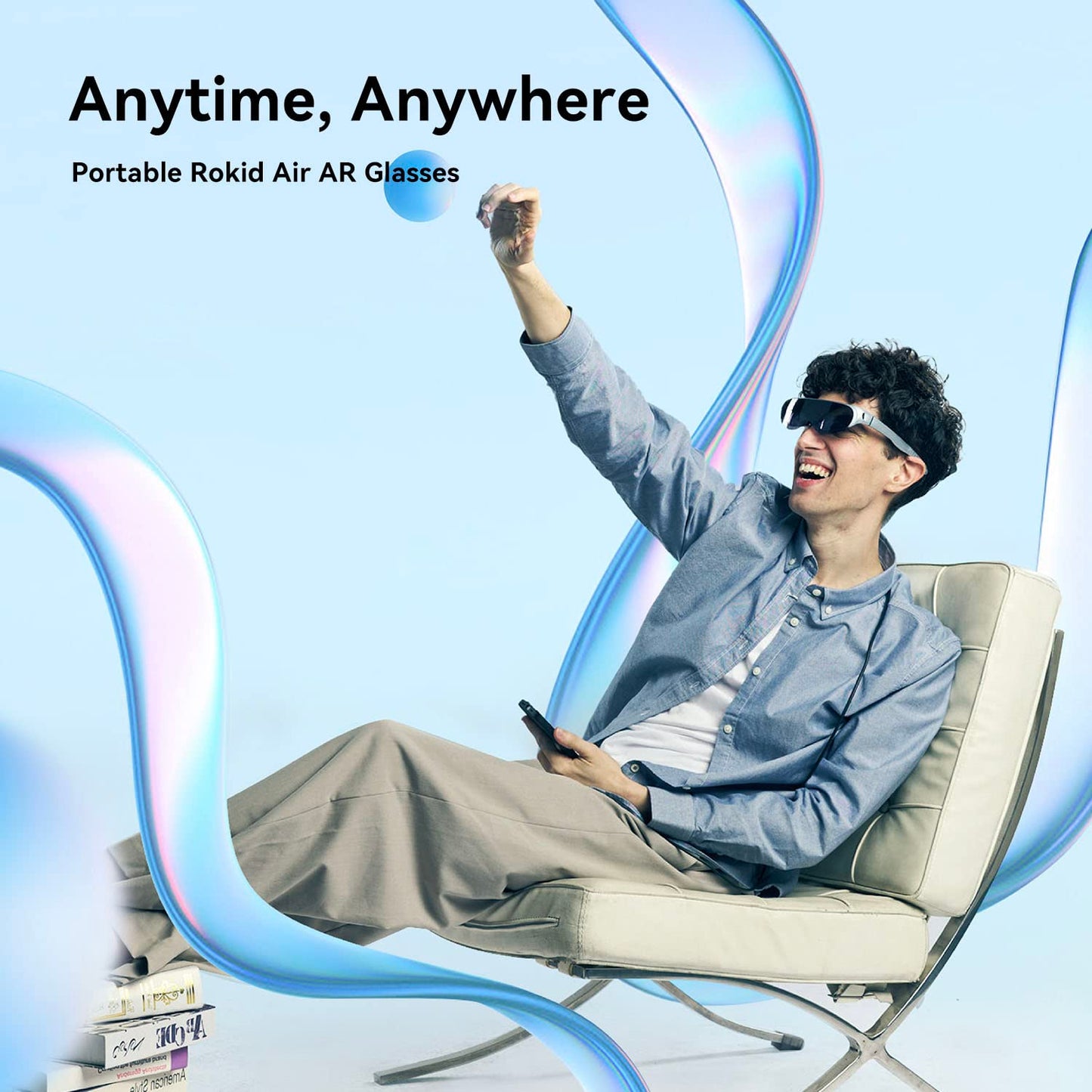 Rokid Air AR Glasses Augmented Reality Wearable Tech Headsets Smart Portable Massive Screen 1080P Dual Display,43°FoV, 55PPD