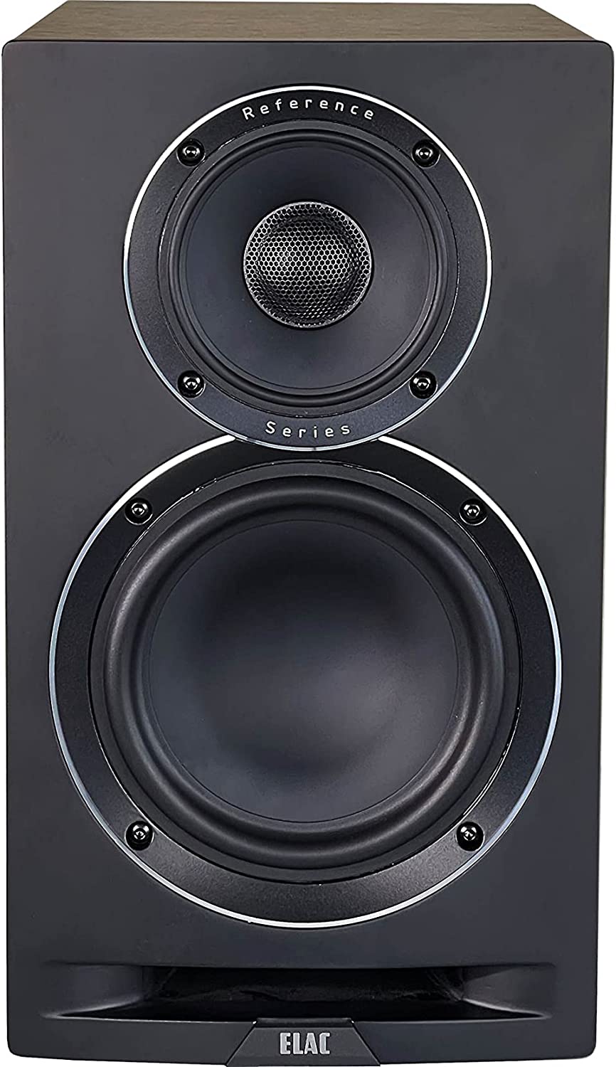 ELAC UBR62 - Altavoces de 3 vías para estantería de audio doméstico (nogal/negro), 140 W, doble acampanado para menor ruido y graves altos, woofers de 6.5 pulgadas (solo altavoces de referencia unific)