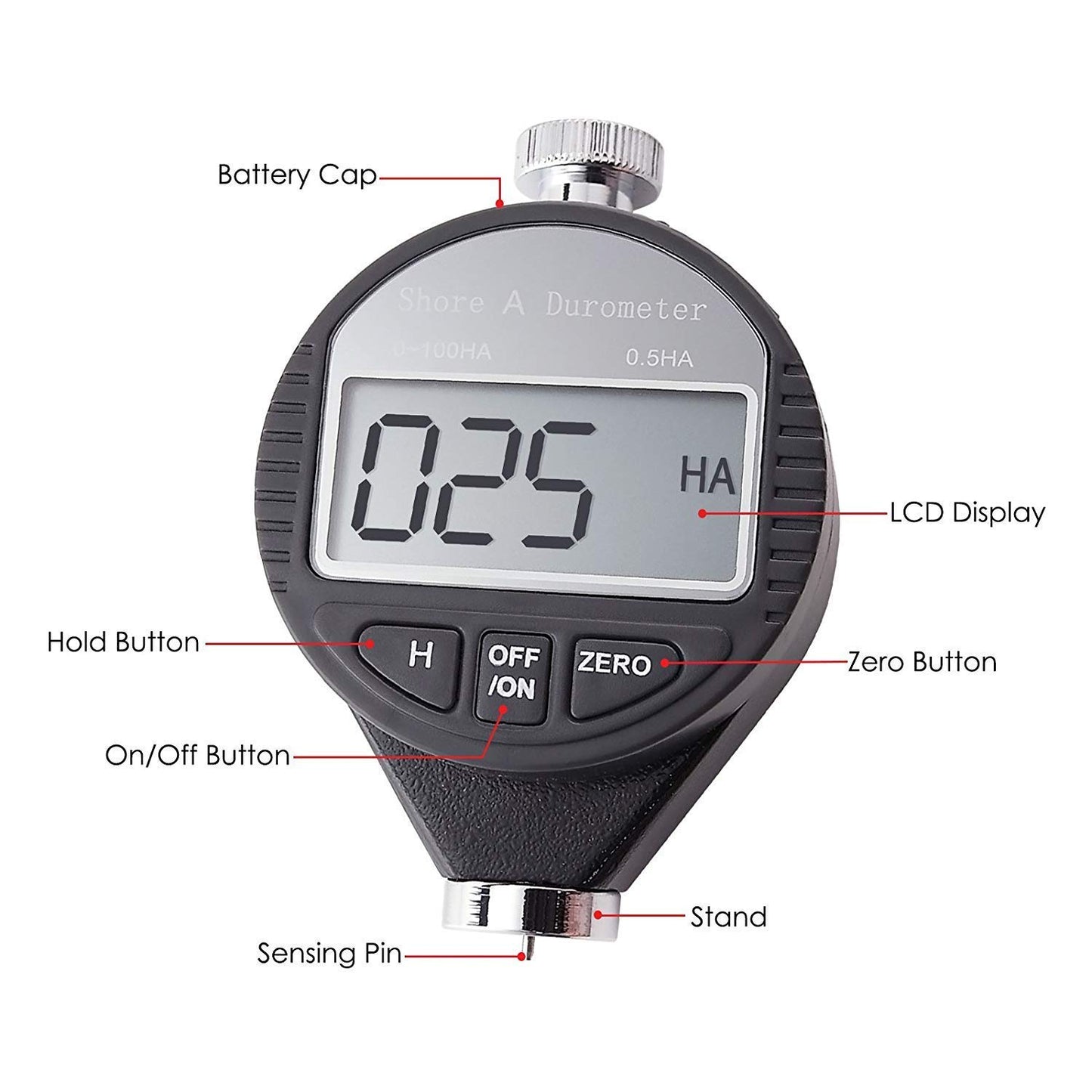 Durómetro digital portátil 0-100HD Shore A/C/D dureza con pantalla LCD grande para goma, neumático, plástico, plástico térmico, suelo