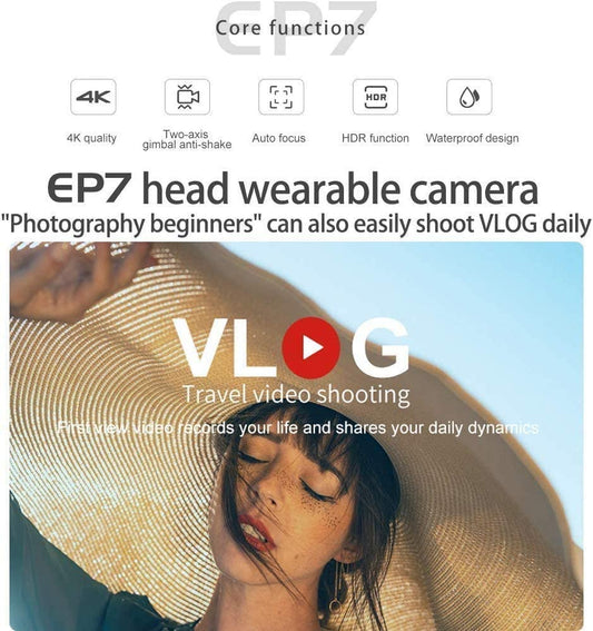 Cámara de vídeo de videocámara 4K, ORDRO EP7, minicámara portátil 4K, Ultra HD 4K 60FPS con estabilización de imagen Gimball, enfoque automático y control remoto (con tarjeta micro SD de 64 GB)