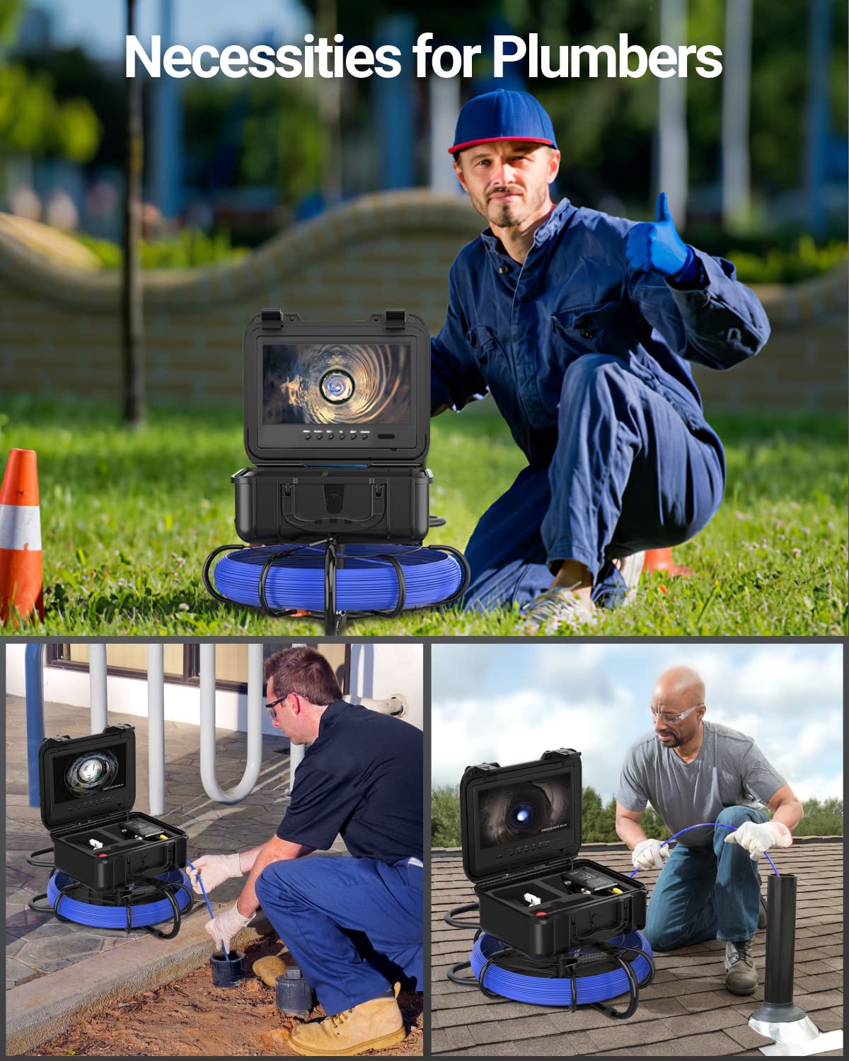 Cámara de alcantarillado autonivelante, cámara de inspección Anysun de 165 pies con monitor de 9 pulgadas y grabadora DVR con tarjeta de 32 GB, cámara de tubería impermeable con 12 luces ajustables, cámara de plomería para inspección de tuberías