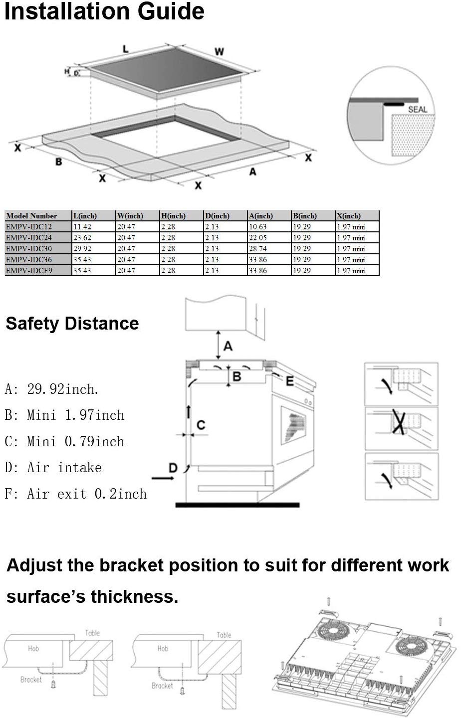 Empava 24" Electric Induction Cooktop with 4 Booster Burners Smooth Surface Black Tempered Glass EMPV-IDC24