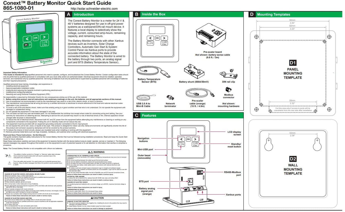 Schneider Electric 865-1080-01 RNW865108001 - Monitor de batería