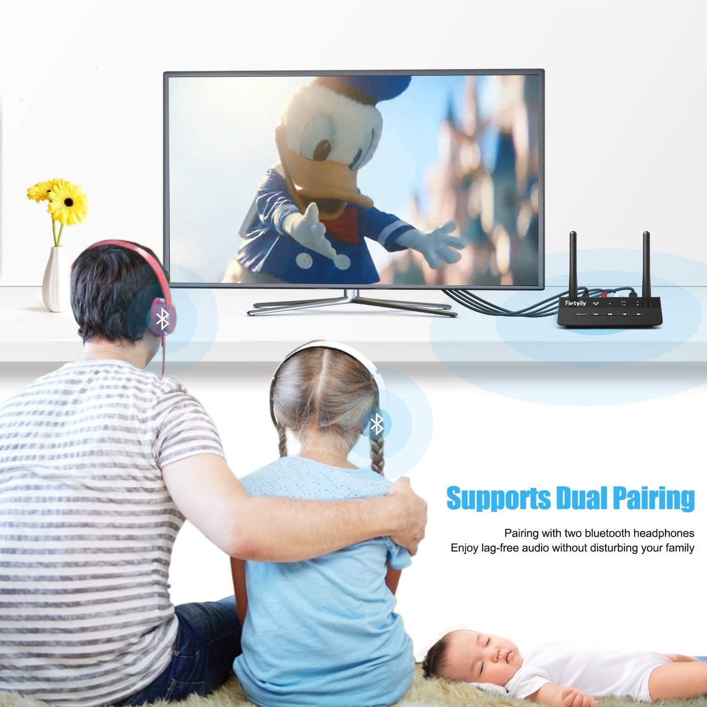 Receptor transmisor Bluetooth 5.0 de largo alcance para TV y PC Audio, altavoces estéreo para el hogar, adaptador inalámbrico de baja latencia aptX para auriculares, óptico digital 0.138 in AUX RCA