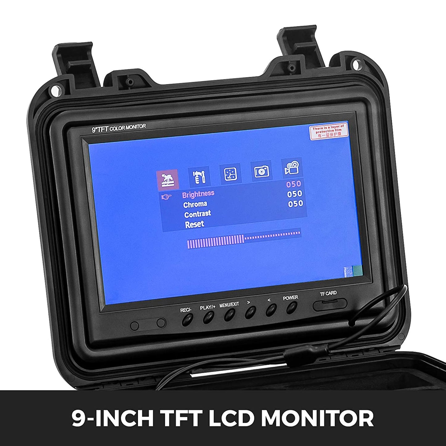 Mophorn Cámara de alcantarillado de 300 pies de tubería de inspección de tuberías de 9" a color LCD equipo de inspección de tuberías IP68 boroscopio endoscopio impermeable