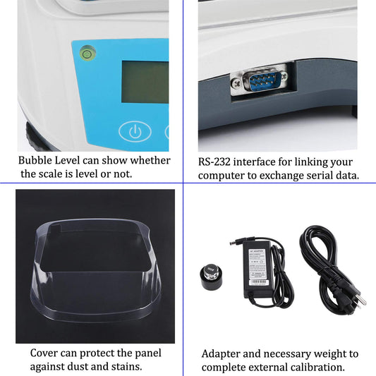 U.S. Solid Balanza de precisión de equilibrio analítico digital de 0,001 g, 1 mg para laboratorios (100 x 1 mg) 110-220 VAC interfaz RS232