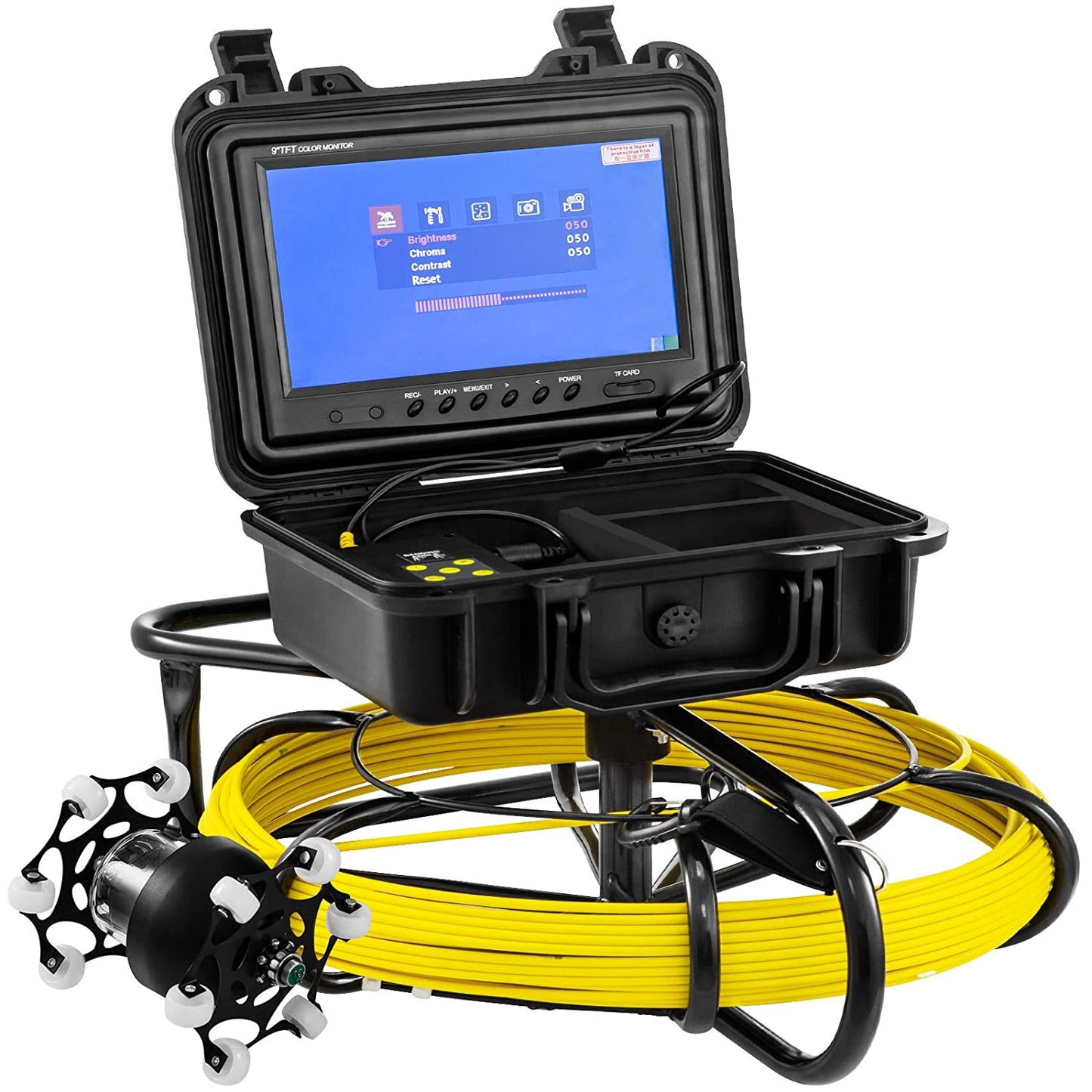 Mophorn Cámara de alcantarillado de 300 pies de tubería de inspección de tuberías de 9" a color LCD equipo de inspección de tuberías IP68 boroscopio endoscopio impermeable