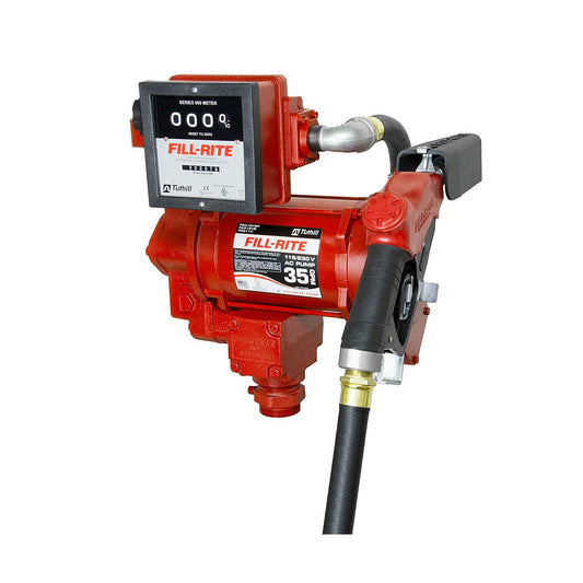 Full-Rite FR311VB 115/230V - Bomba de combustible de CA giratoria de alto flujo con medidor para gasolina, diésel 30 GPM