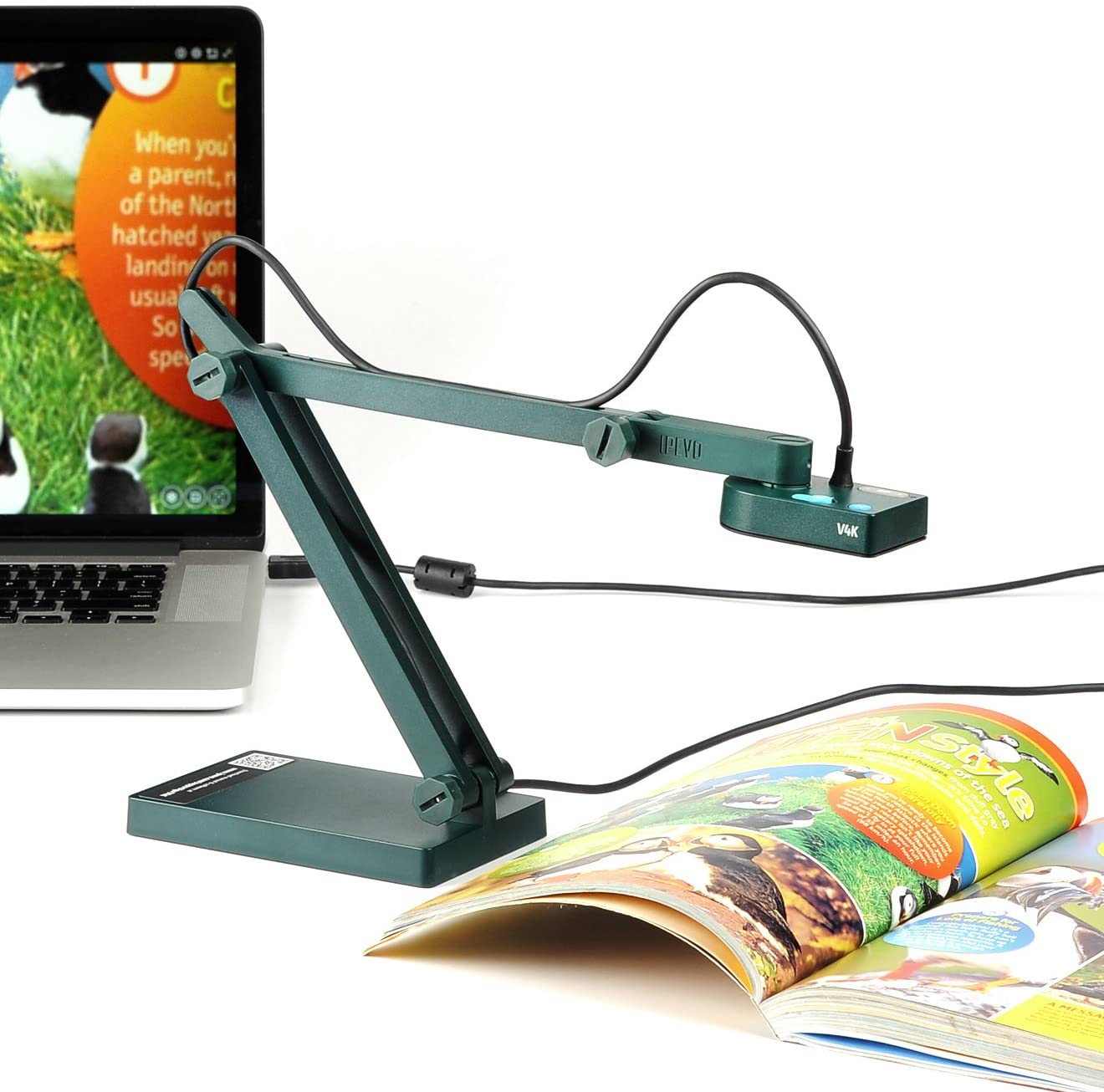 IPEVO V4K Ultra Alta Definición 8MP USB Document Camera — Mac OS, Windows, Chromebook Compatible para demostración en vivo, conferencias web, aprendizaje a distancia, enseñanza remota