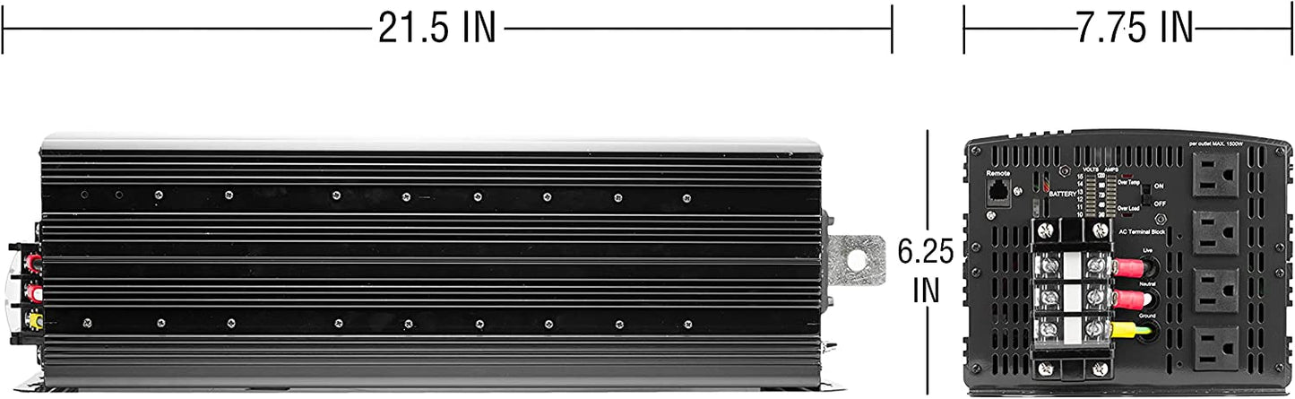 Wagan EL3748-8 ProLine 48 V 10000 W inversor de potencia, 20000 W de potencia de sobretensión, convertidor de 48V Ó 24V