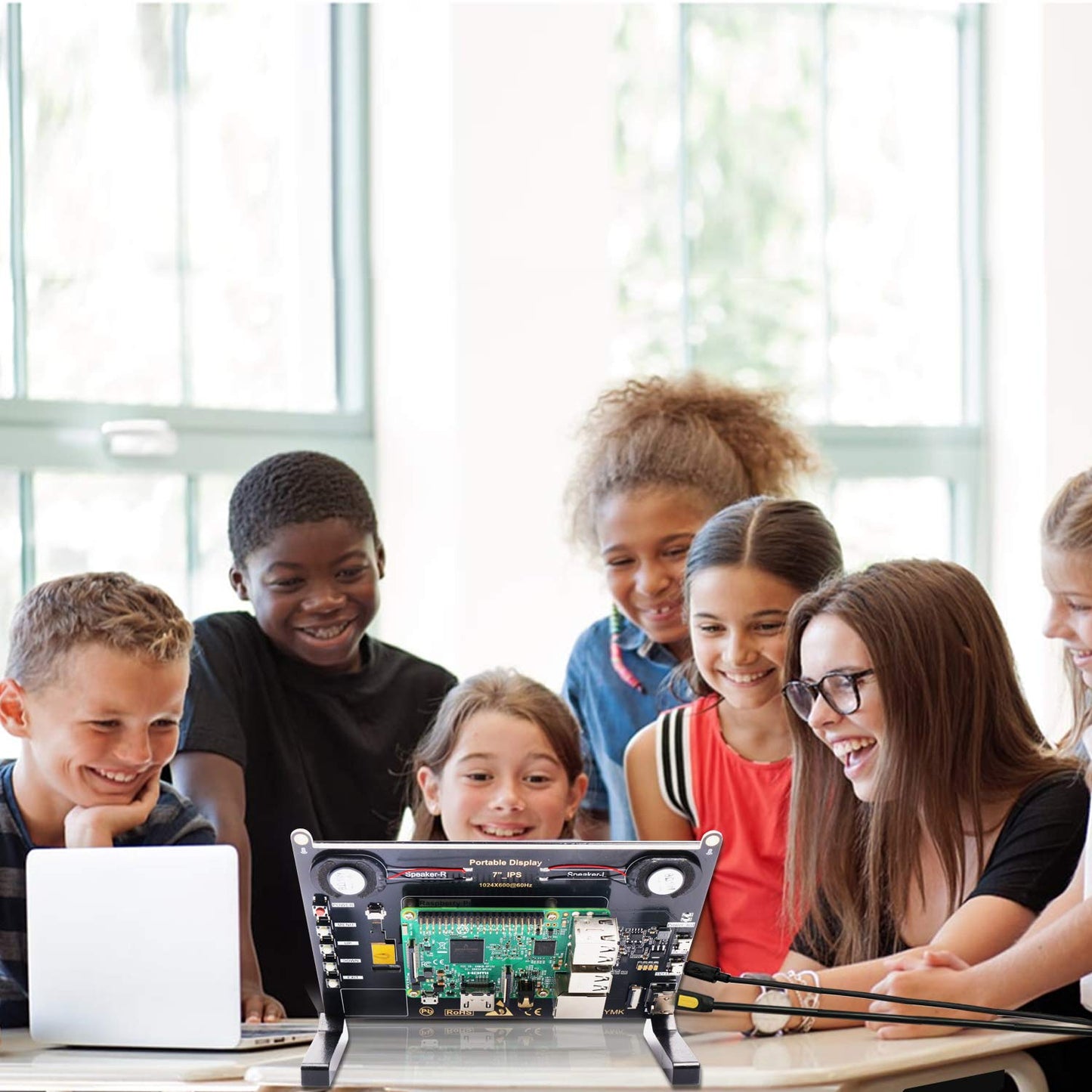 Raspberry Pi Touchscreen Monitor, 7'' HDMI Touch Screen Display IPS 1024x600 with Prop Stand Built-in Dual Speakers HDMI 2.0 Plug and Play FPC for Raspberry Pi 4 3 2 Zero B+ Model B Xbox PS4 iOS Win