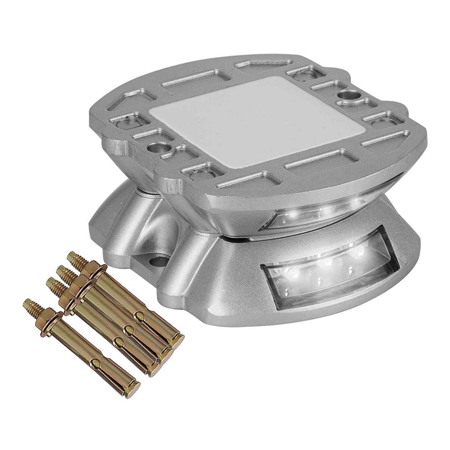 Happybuy Driveway Lights 12-Pack Solar Driveway Lights Bright White Solar Deck Lights Outdoor Waterproof Wireless Dock Lights 6 LEDs for Deck Dock Driveway Path Warning Garden Walkway Sidewalk Steps