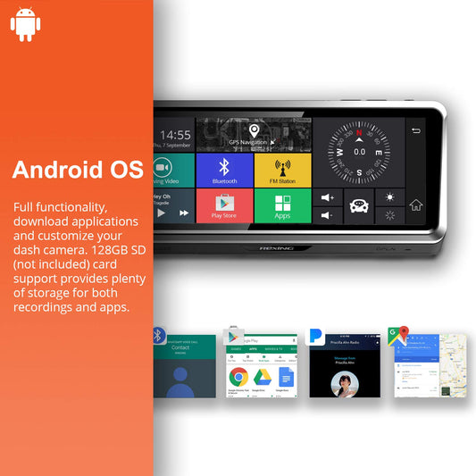 Rexing 4G Satellite Dash Cam S800, Full HD Dual Channel, Android OS Car GPS, Live Streaming, Dashboard Multimedia Player with 1 Year Data Plan